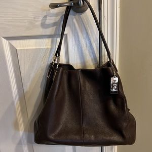 COACH Brown Pebbled Leather Madison Phoebe Shoulder Bag Purse F1376-26224